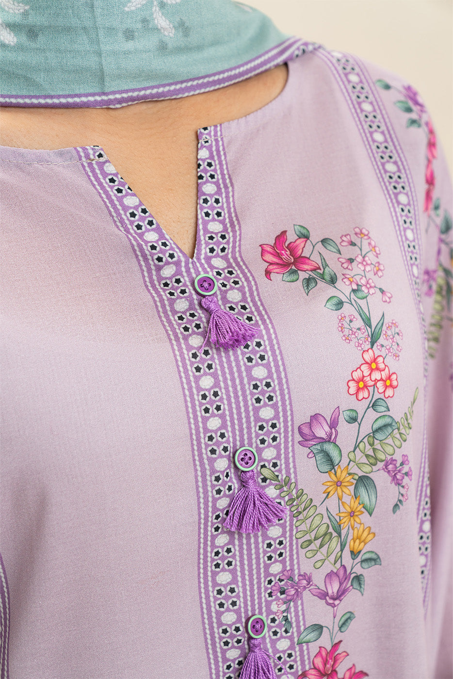 3 PIECE PRINTED LAWN SUIT-SPRING SAGE (UNSTITCHED)