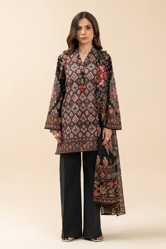 3 PIECE PRINTED LAWN SUIT-EBONY DREAM (UNSTITCHED)