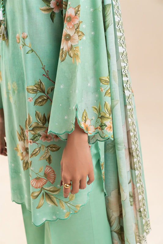 3 PIECE PRINT LAWN SUIT-FLORAL SERENITY (UNSTITCHED)
