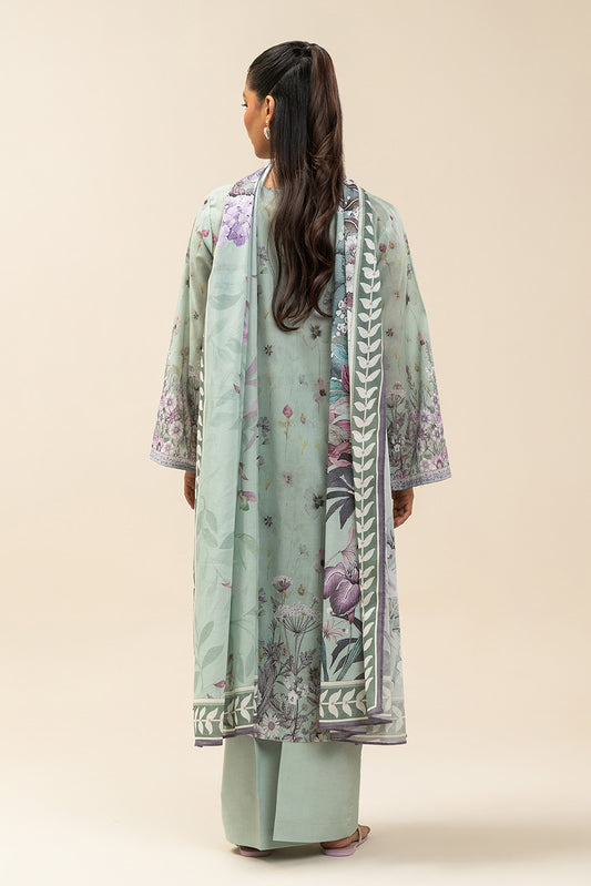 3 PIECE PRINTED LAWN SUIT-FLORET MINT (UNSTITCHED)