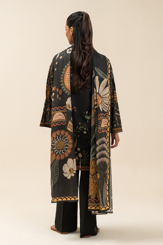 3 PIECE PRINTED LAWN SUIT-SABLE ZEST (UNSTITCHED)