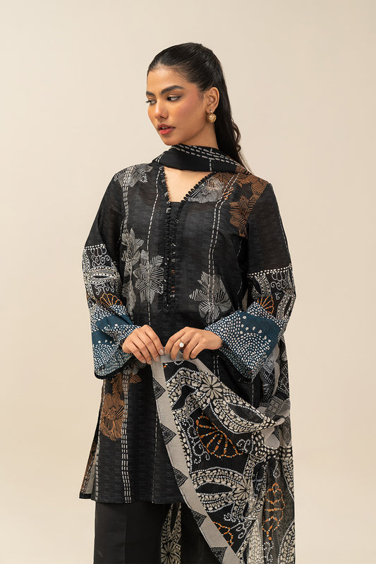3 PIECE PRINTED LAWN SUIT-RAVEN VOGUE (UNSTITCHED)