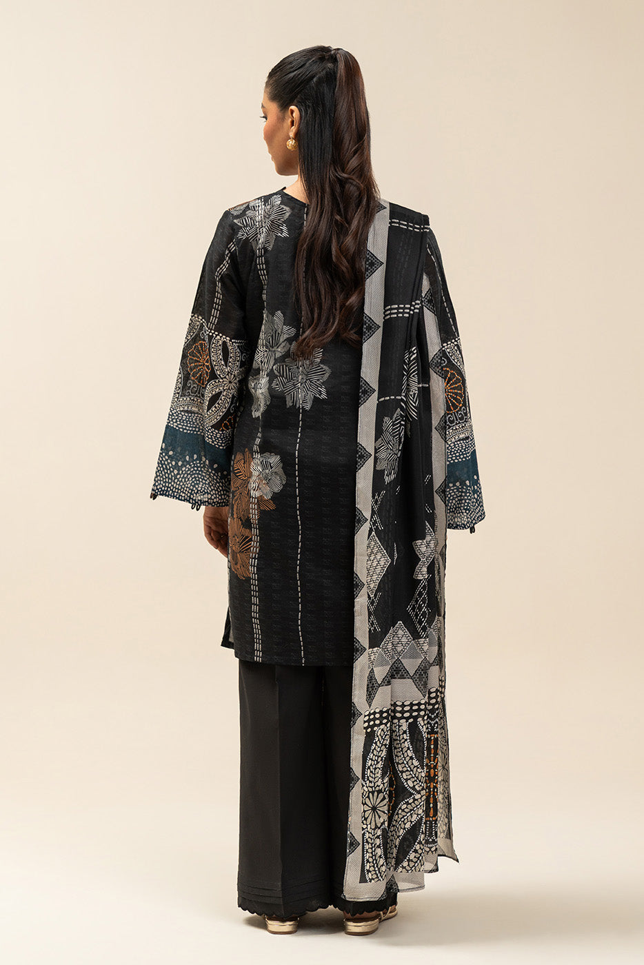 3 PIECE PRINTED LAWN SUIT-RAVEN VOGUE (UNSTITCHED)