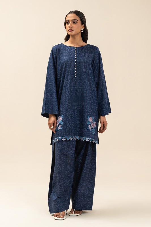 2 PIECE EMBROIDERED LAWN SUIT-VERDANT BLUE (UNSTITCHED)