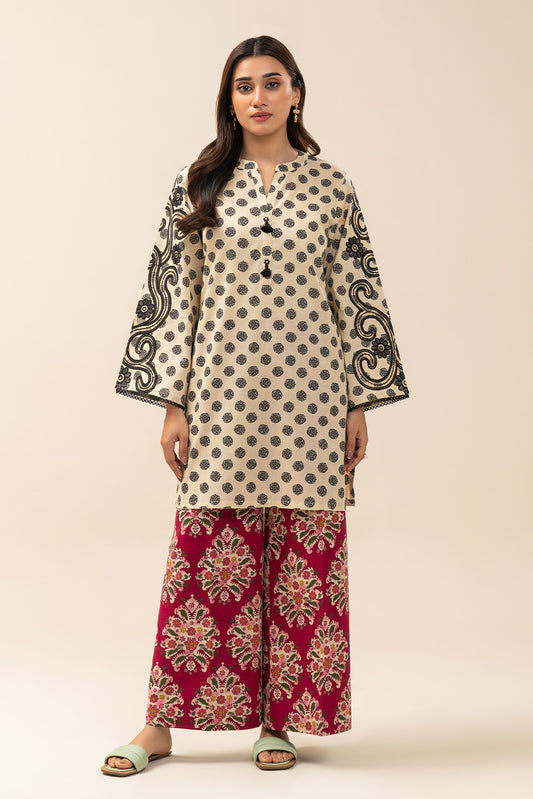 2 PIECE EMBROIDERED LAWN SUIT-MAGENTA DOTS (UNSTITCHED)
