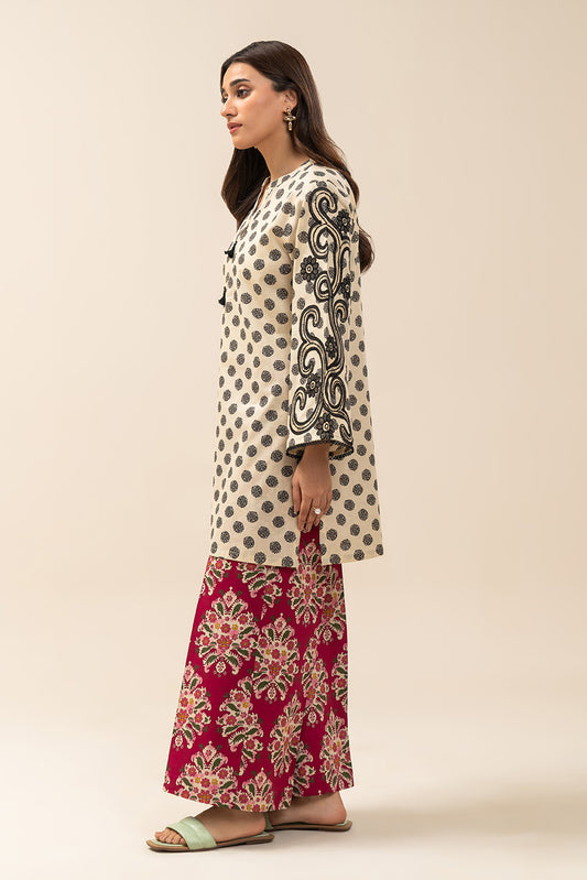 2 PIECE EMBROIDERED LAWN SUIT-MAGENTA DOTS (UNSTITCHED)