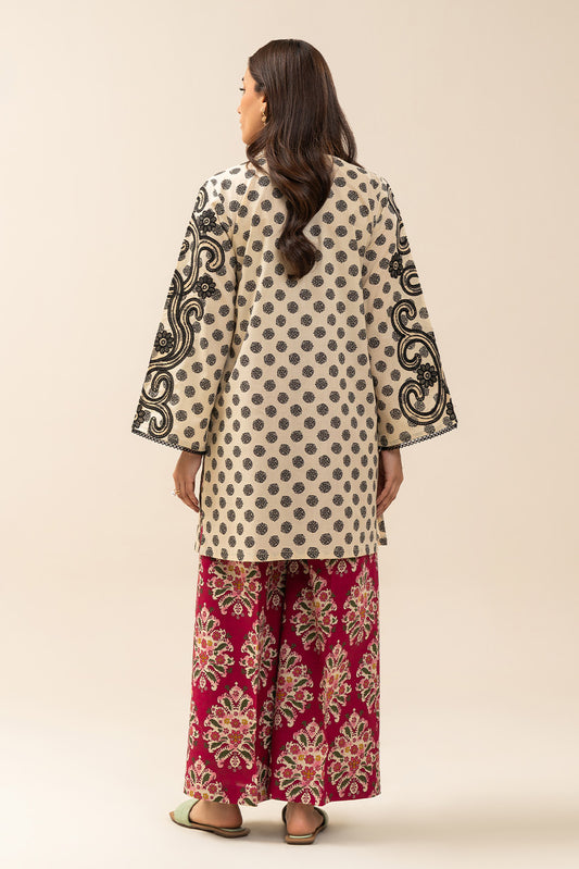 2 PIECE EMBROIDERED LAWN SUIT-MAGENTA DOTS (UNSTITCHED)