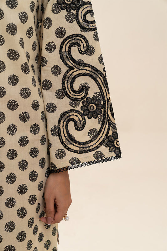 2 PIECE EMBROIDERED LAWN SUIT-MAGENTA DOTS (UNSTITCHED)