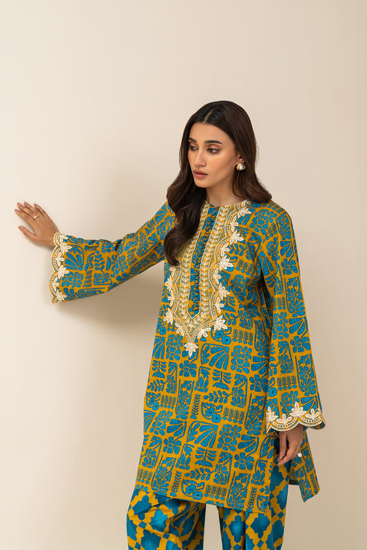 2 PIECE EMBROIDERED LAWN SUIT-AMBER MAZE (UNSTITCHED)