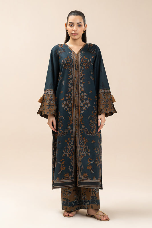 2 PIECE PRINTED LAWN SUIT-BLUE REVERIE (UNSTITCHED)