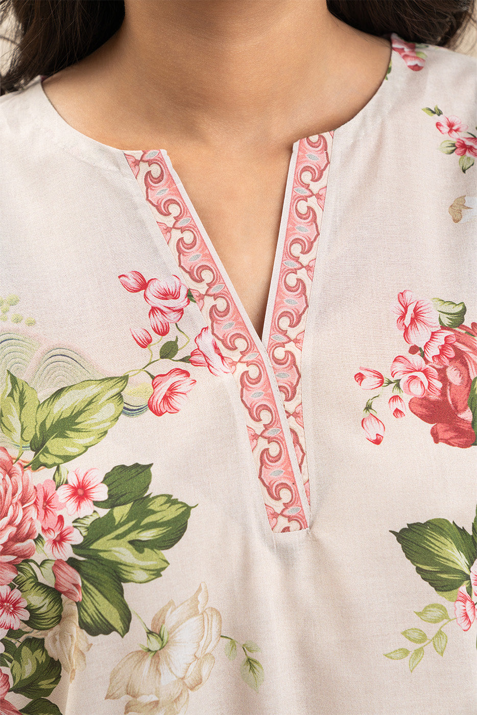 2 PIECE PRINT LAWN SUIT-ROSY SYMPHONY (UNSTITCHED)