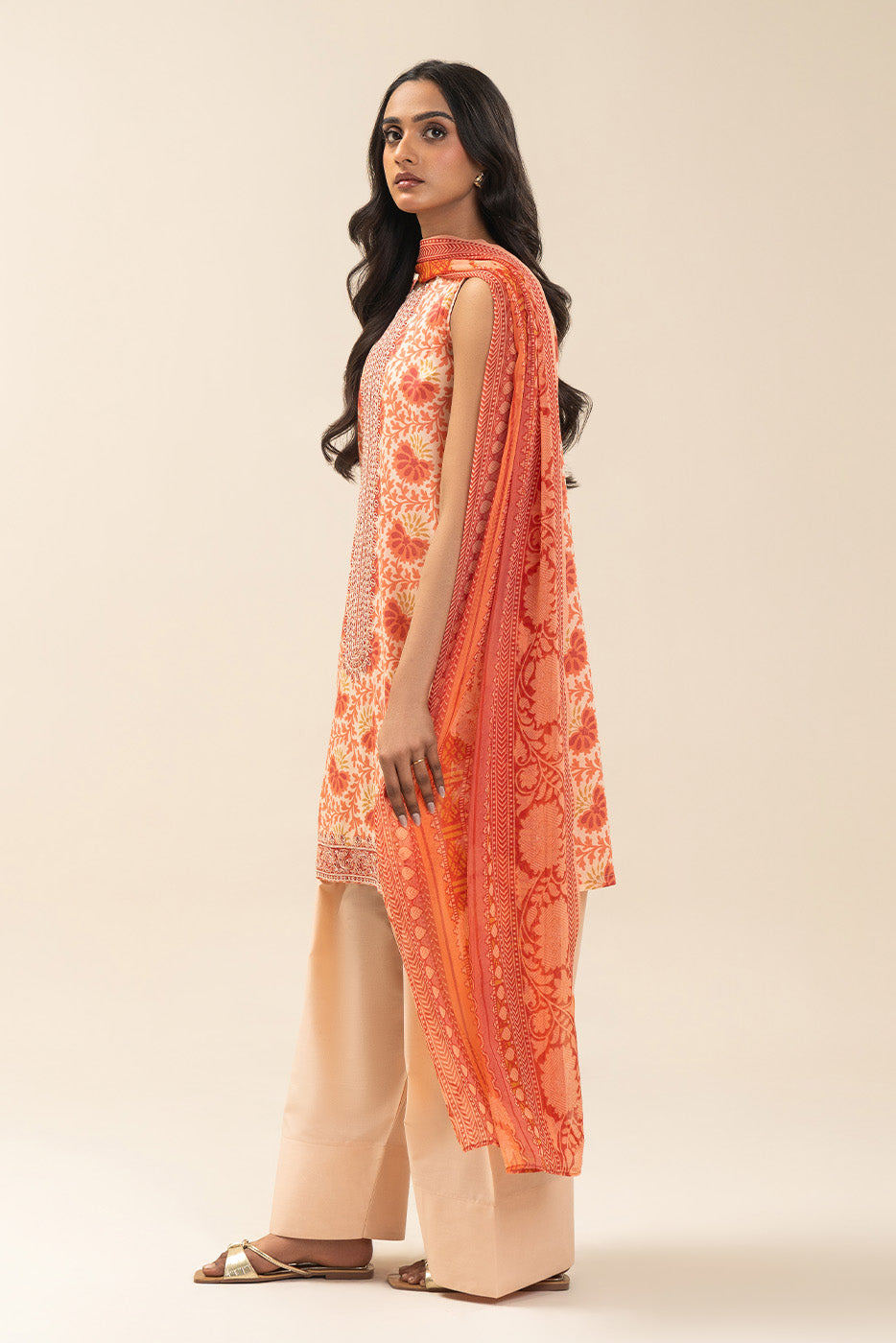 3 PIECE EMBROIDERED LAWN SUIT-CORAL JACQUARD (UNSTITCHED)