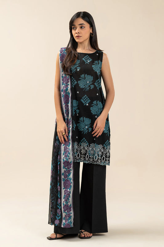 3 PIECE EMBROIDERED LAWN SUIT-DUSTY MUSE (UNSTITCHED)