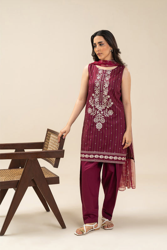 3 PIECE EMBROIDERED LAWN SUIT-DARK LANE FLORA (UNSTITCHED)