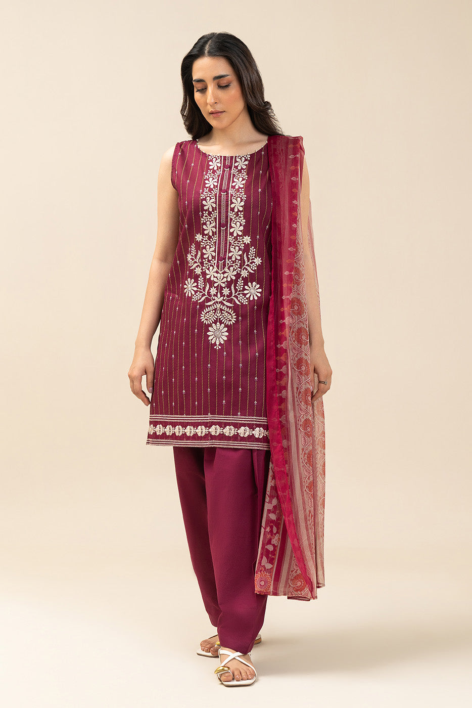 3 PIECE EMBROIDERED LAWN SUIT-DARK LANE FLORA (UNSTITCHED)