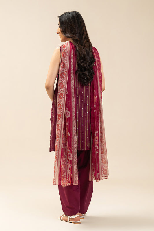 3 PIECE EMBROIDERED LAWN SUIT-DARK LANE FLORA (UNSTITCHED)