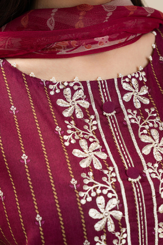 3 PIECE EMBROIDERED LAWN SUIT-DARK LANE FLORA (UNSTITCHED)