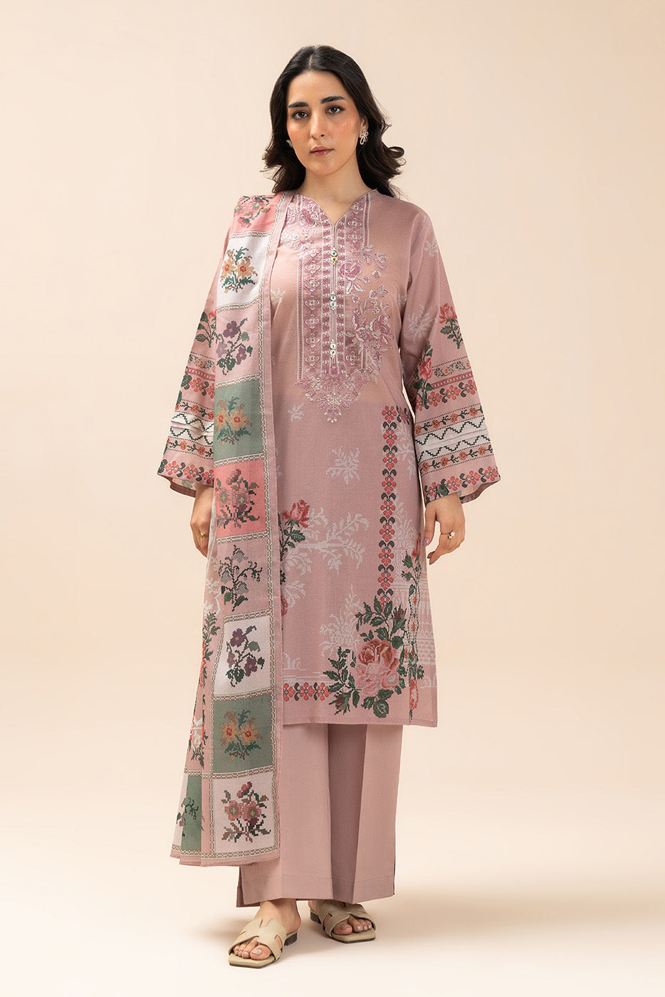 3 PIECE EMBROIDERED LAWN SUIT-PASTEL FLEUR (UNSTITCHED)