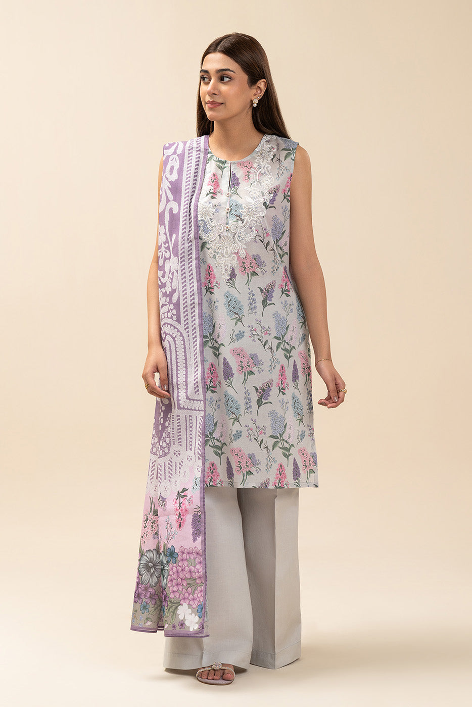 3 PIECE EMBROIDERED LAWN SUIT-LILAC AFFAIR (UNSTITCHED)