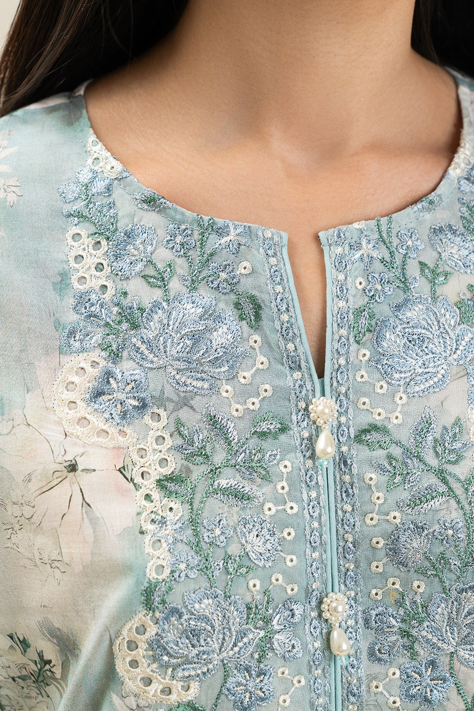 3 PIECE EMBROIDERED LAWN SUIT-CERULEAN RIVULET (UNSTITCHED)