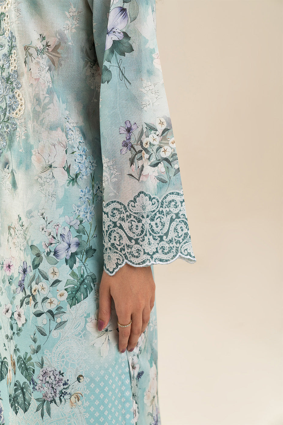 3 PIECE EMBROIDERED LAWN SUIT-CERULEAN RIVULET (UNSTITCHED)