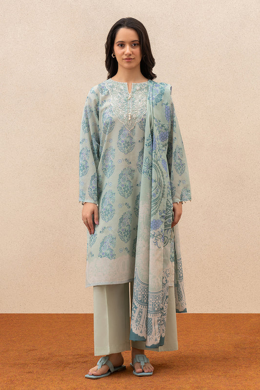 3 PIECE EMBROIDERED LAWN SUIT (PRET)