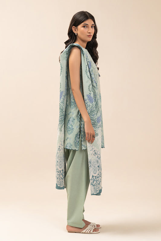 3 PIECE EMBROIDERED LAWN SUIT-HAZE ICE (UNSTITCHED)