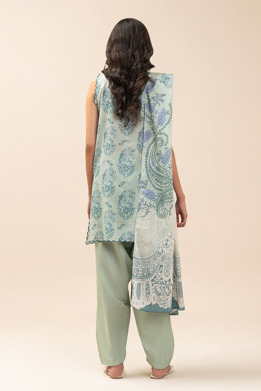 3 PIECE EMBROIDERED LAWN SUIT-HAZE ICE (UNSTITCHED)