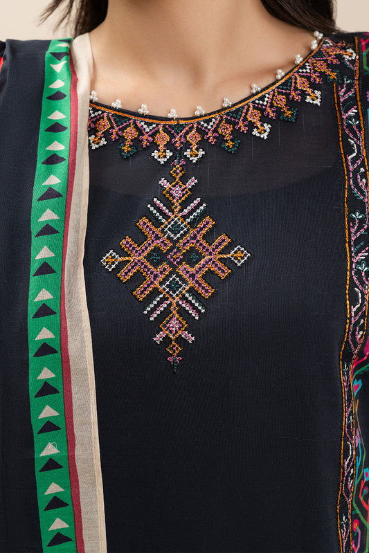3 PIECE EMBROIDERED LAWN SUIT-BLACK OPULENCE (UNSTITCHED)