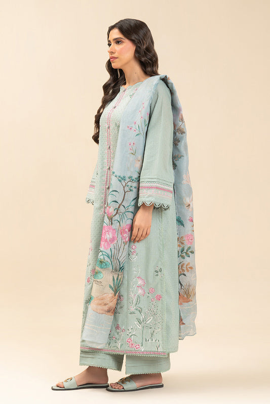 3 PIECE EMBROIDERED SELF JACQUARD SUIT-MINT GROVE (UNSTITCHED)