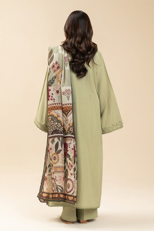 3 PICE EMBROIDERED LAWN SUIT-OPULENT SAGE (UNSTITCHED)