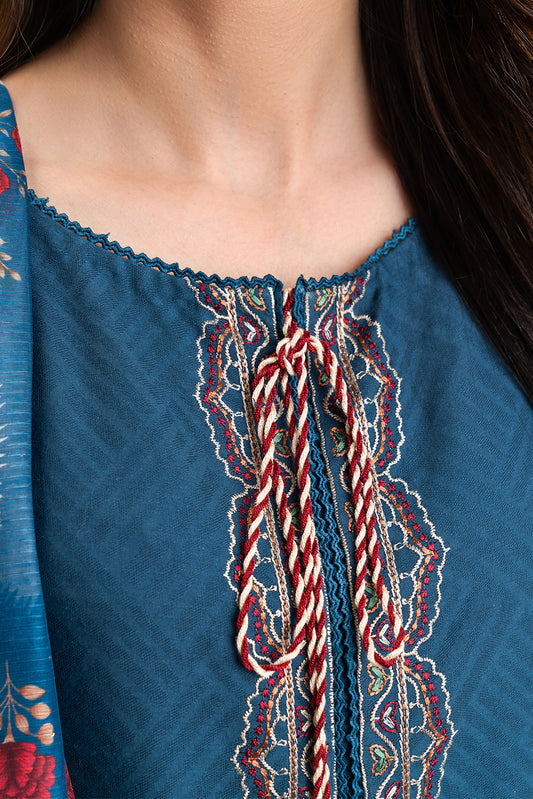 3 PIECE EMBROIDERED SELF JACQUARD SUIT-INDIGO HAZE (UNSTITCHED)