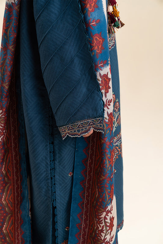 3 PIECE EMBROIDERED SELF JACQUARD SUIT-INDIGO HAZE (UNSTITCHED)