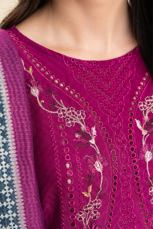 3 PIECE EMBROIDERED SELF JACQUARD SUIT-PLUM ORCHESTRA (UNSTITCHED)