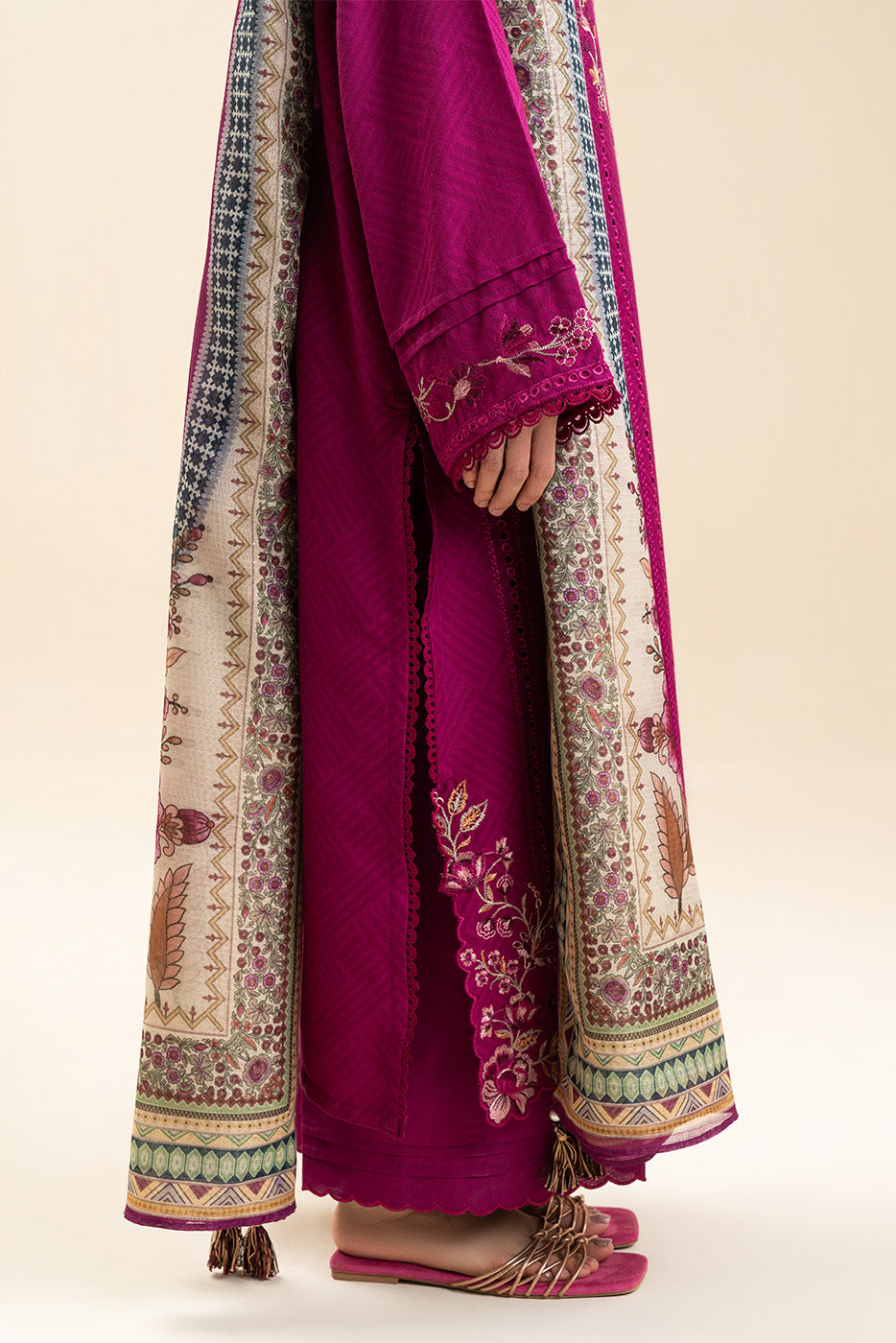 3 PIECE EMBROIDERED SELF JACQUARD SUIT-PLUM ORCHESTRA (UNSTITCHED)