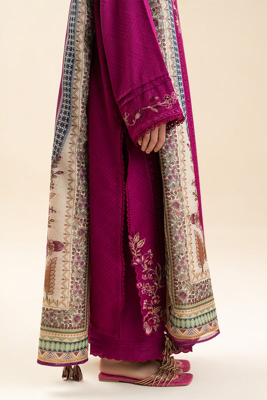 3 PIECE EMBROIDERED SELF JACQUARD SUIT-PLUM ORCHESTRA (UNSTITCHED)