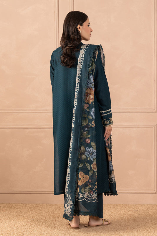 3 PIECE EMBROIDERED SELF JACQUARD SUIT-CEDAR FLORA (UNSTITCHED)