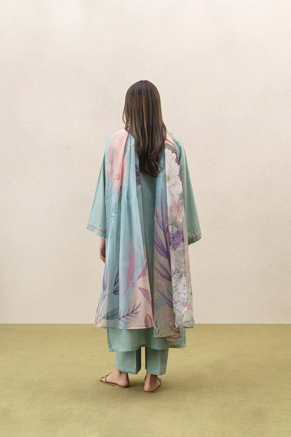 3 PIECE EMBROIDERED SELF JACQUARD  SUIT-CERULEAN RESORT (UNSTITCHED)