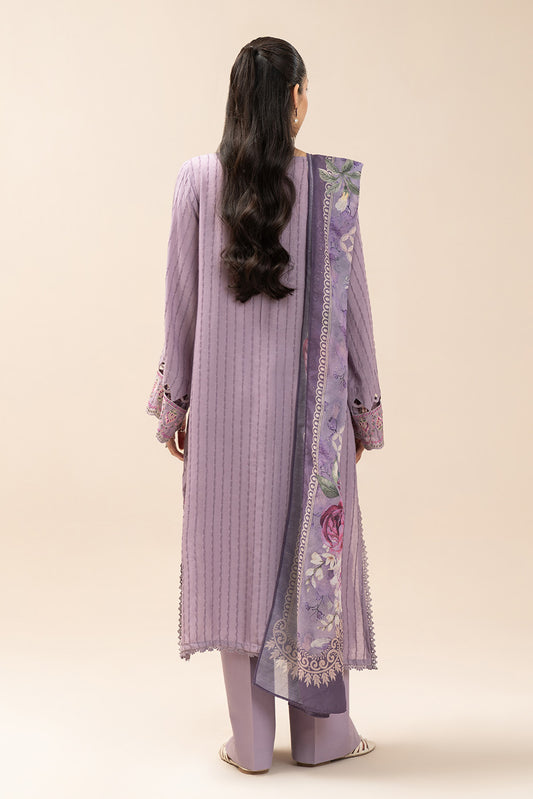 3 PIECE EMBROIDERED SELF JACQUARD SUIT-LAVENDER MUSE (UNSTITCHED)
