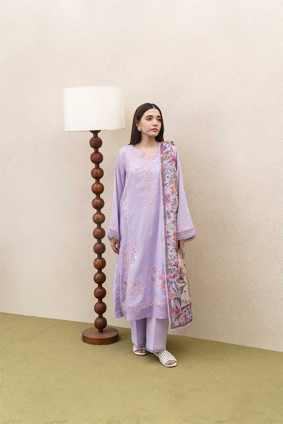 3 PIECE EMBROIDERED SELF JACQUARD SUIT-WISTERIA WHISPER (UNSTITCHED)