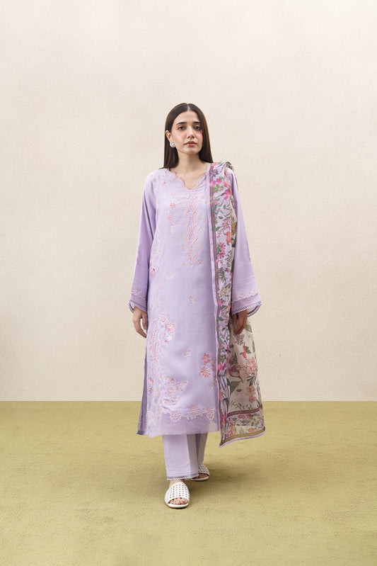 3 PIECE EMBROIDERED SELF JACQUARD SUIT-WISTERIA WHISPER (UNSTITCHED)
