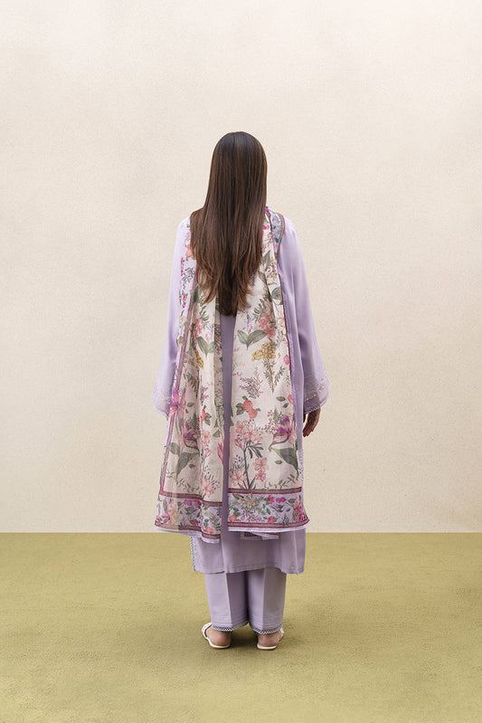 3 PIECE EMBROIDERED SELF JACQUARD SUIT-WISTERIA WHISPER (UNSTITCHED)