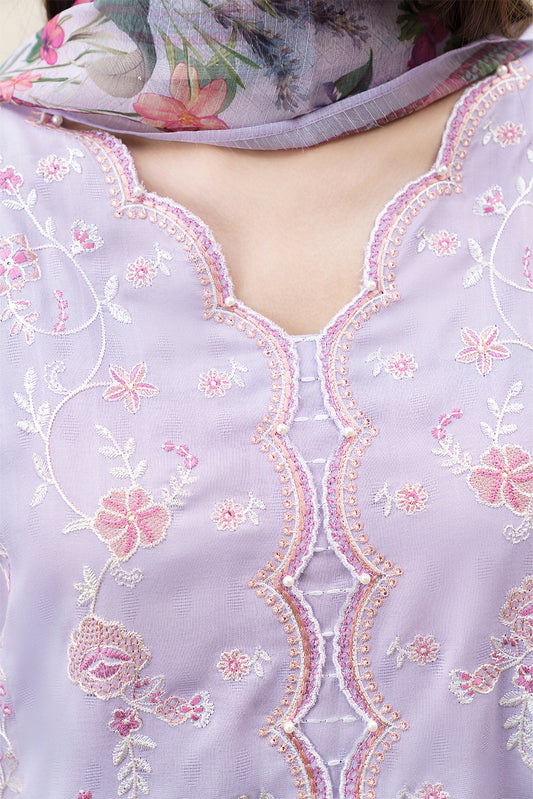 3 PIECE EMBROIDERED SELF JACQUARD SUIT-WISTERIA WHISPER (UNSTITCHED)