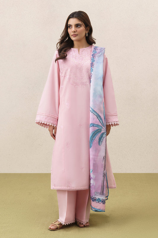 3 PIECE EMBROIDERED LAWN SUIT-PETAL BLUSH (UNSTITCHED)