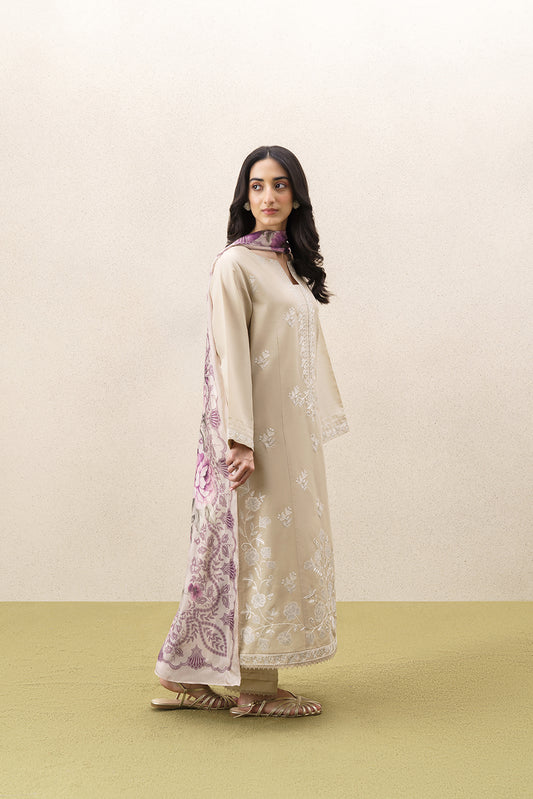 3 PIECE EMBROIDERED LAWN SUIT-IVORY GARDEN (UNSTITCHED)