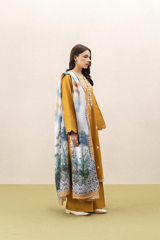 3 PIECE EMBROIDERED LAWN SUIT-WOVEN PITCHER (UNSTITCHED)