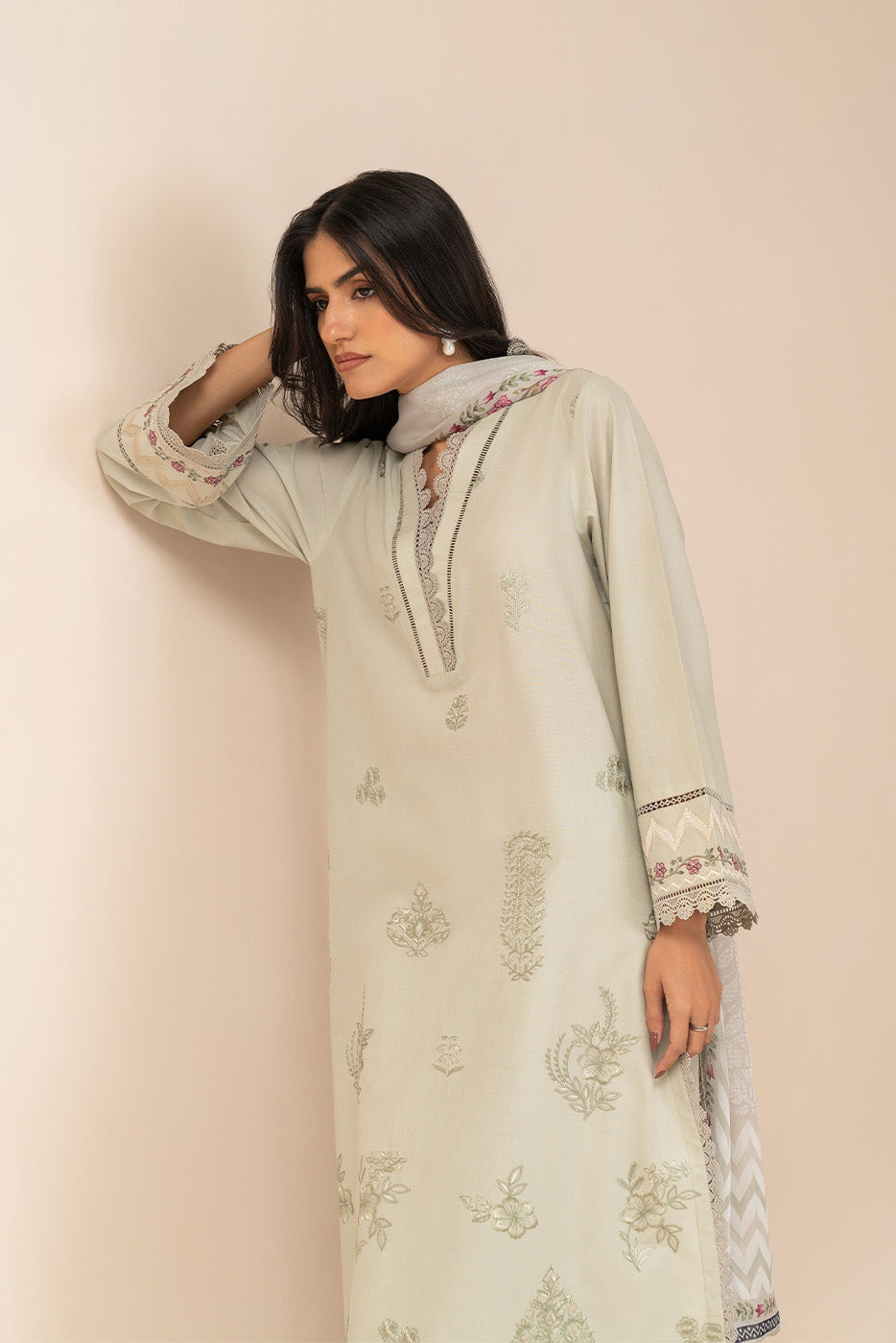 3 PIECE EMBROIDERED LAWN SUIT-TAUPE ROYALE (UNSTITCHED)