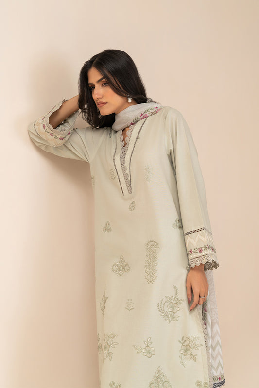 3 PIECE EMBROIDERED LAWN SUIT-TAUPE ROYALE (UNSTITCHED)