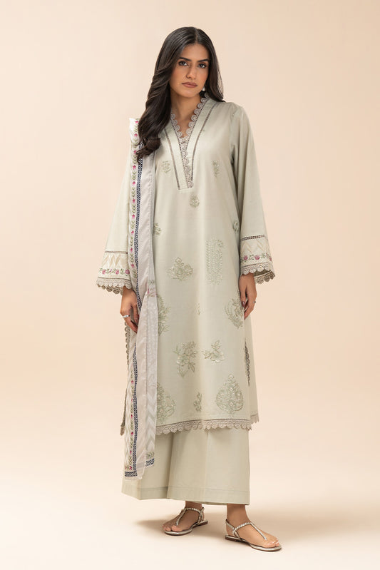 3 PIECE EMBROIDERED LAWN SUIT-TAUPE ROYALE (UNSTITCHED)