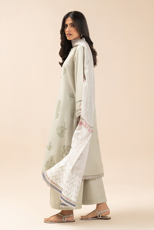 3 PIECE EMBROIDERED LAWN SUIT-TAUPE ROYALE (UNSTITCHED)